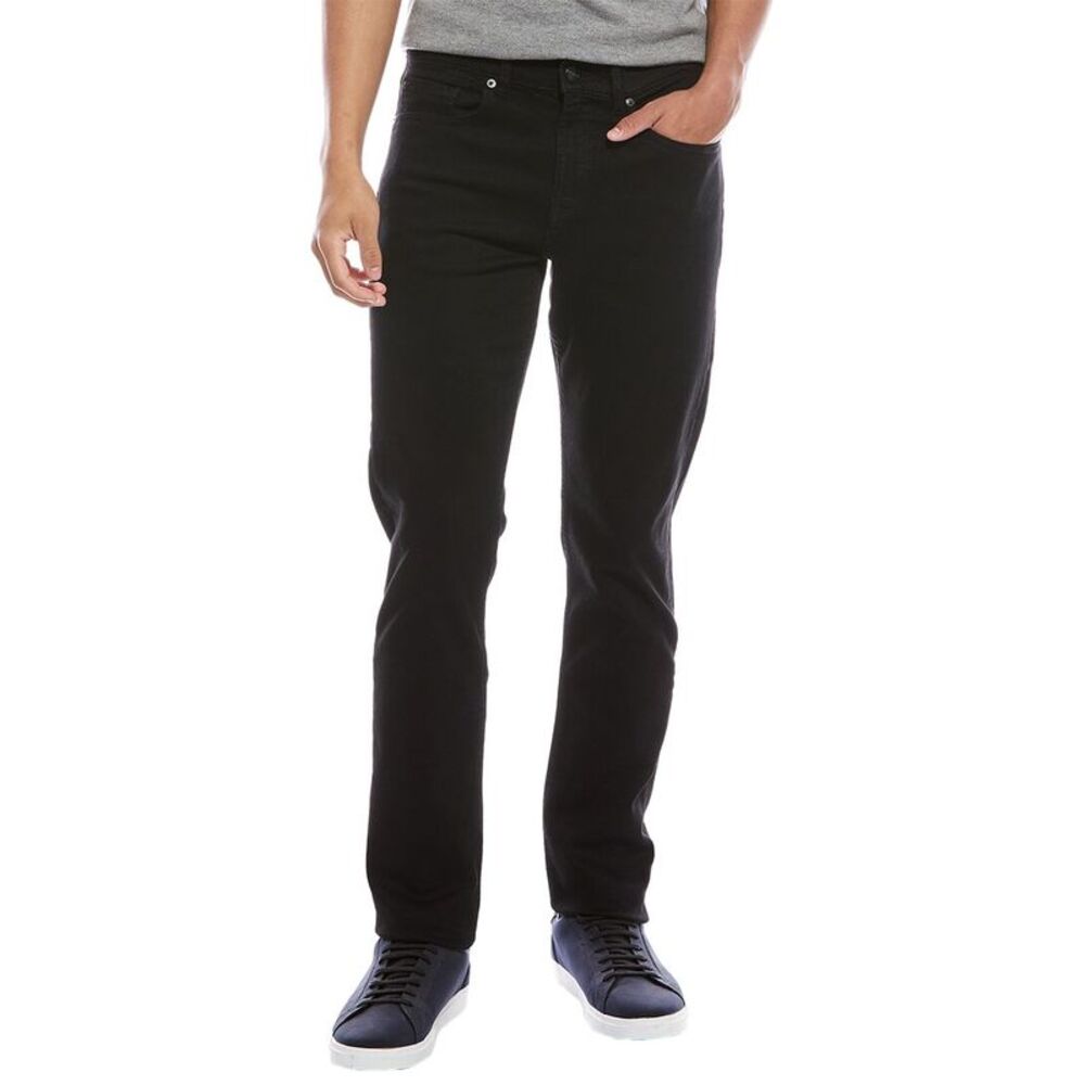 7 For All Mankind Mens Squiggle Jeans Black Slim Ankle Jean, Black